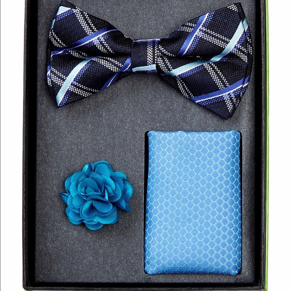 Bristol Bow Tie, Pocket Square, Lapel Flower Set